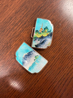 Japanese Meiji Period Enamel Over Copper Belt Buckle