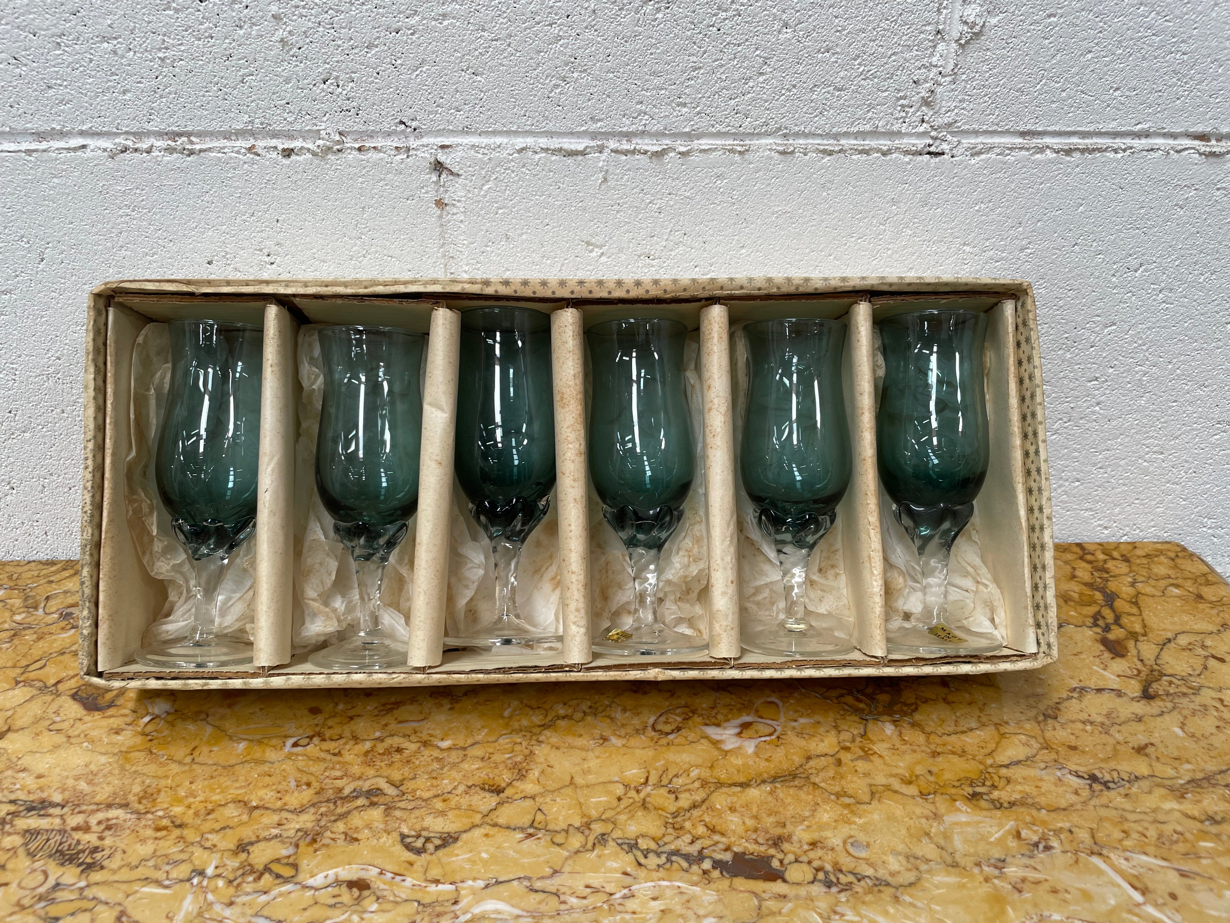 Set of Six Italian Coloured Glasses in Orig Box | Antique & Vintage | Moonee Ponds Antiques | Australia Wide Delivery
