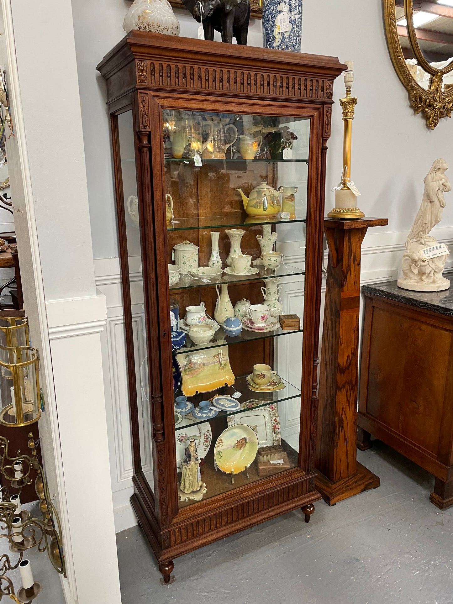 Hard to Find Pair of Antique Walnut Louis XVI Style Vitrines/Display Cabinets