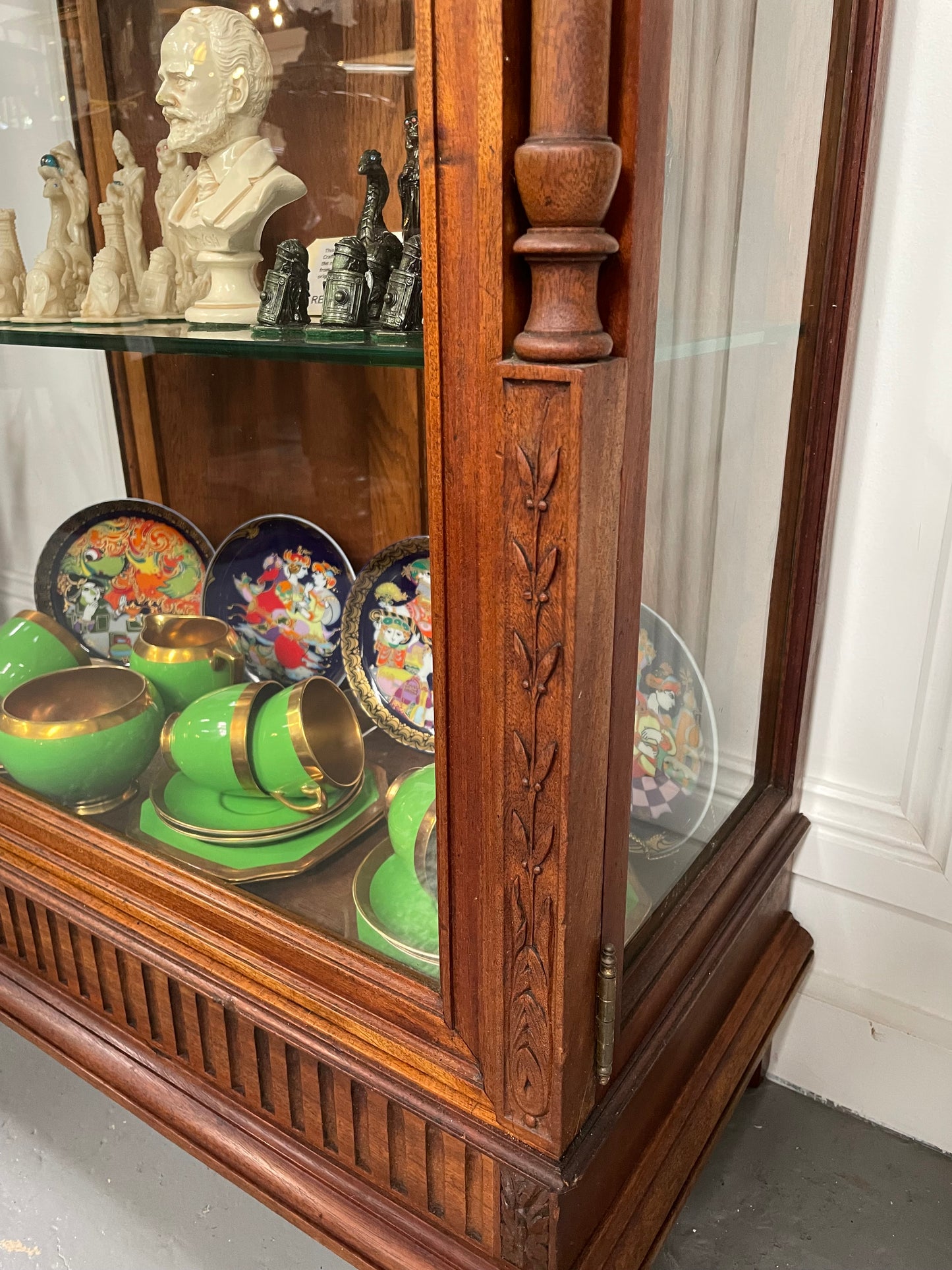 Hard to Find Pair of Antique Walnut Louis XVI Style Vitrines/Display Cabinets