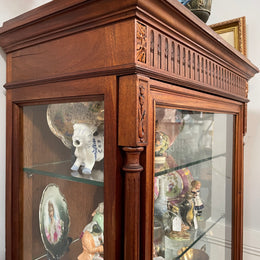 Hard to Find Pair of Antique Walnut Louis XVI Style Vitrines/Display Cabinets