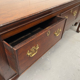 Antique Georgian Three Drawer Oak Dresser Base of Narrow Proportions