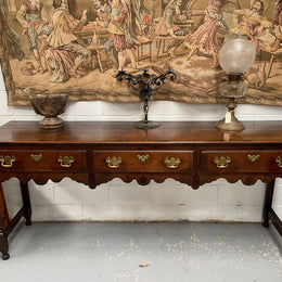 Antique Georgian Three Drawer Oak Dresser Base of Narrow Proportions