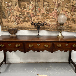 Antique Georgian Three Drawer Oak Dresser Base of Narrow Proportions