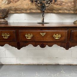 Antique Georgian Three Drawer Oak Dresser Base of Narrow Proportions