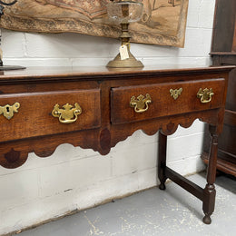 Antique Georgian Three Drawer Oak Dresser Base of Narrow Proportions