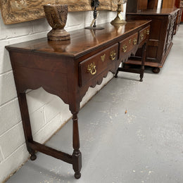 Antique Georgian Three Drawer Oak Dresser Base of Narrow Proportions