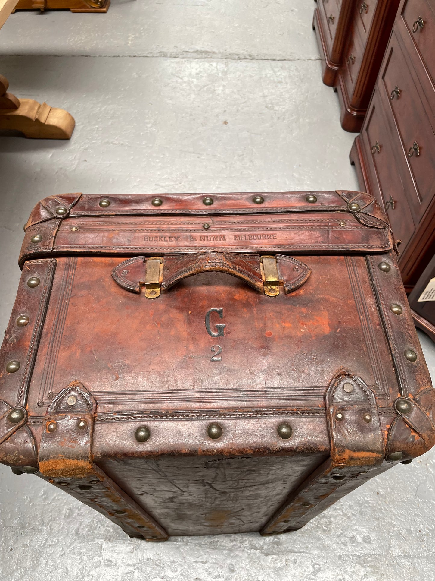 Impressive Victorian Leather Trunk Made for Buckley & Nunn Melbourne