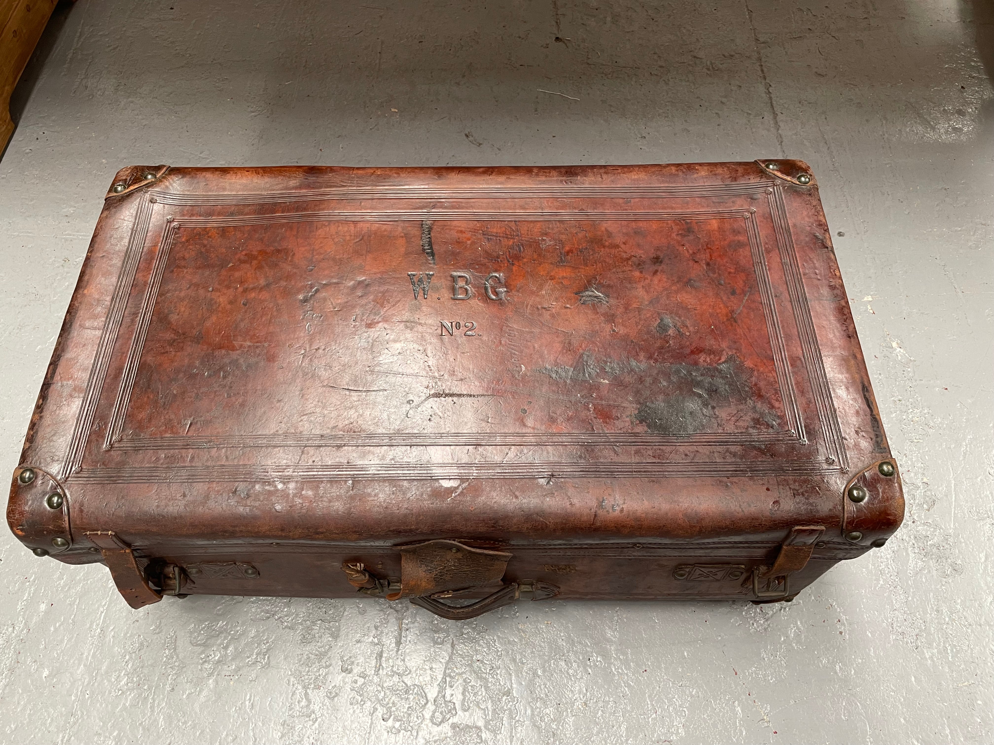 Impressive Victorian Leather Trunk Made for Buckley & Nunn Melbourne | Antique & Vintage | Moonee Ponds Antiques | Australia Wide Delivery