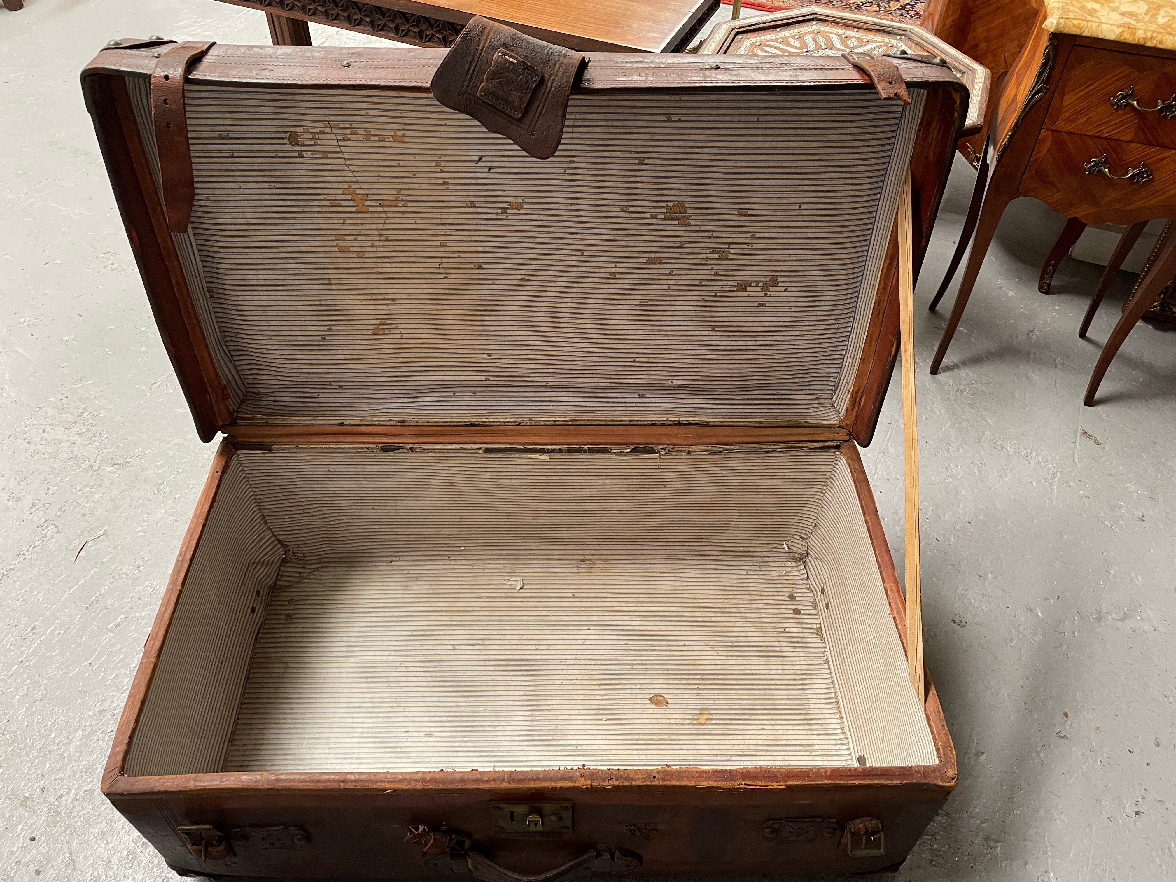 Impressive Victorian Leather Trunk Made for Buckley & Nunn Melbourne | Antique & Vintage | Moonee Ponds Antiques | Australia Wide Delivery