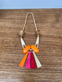 Vintage Hand Carved & Coloured Bone Necklace | Antique & Vintage | Moonee Ponds Antiques | Australia Wide Delivery