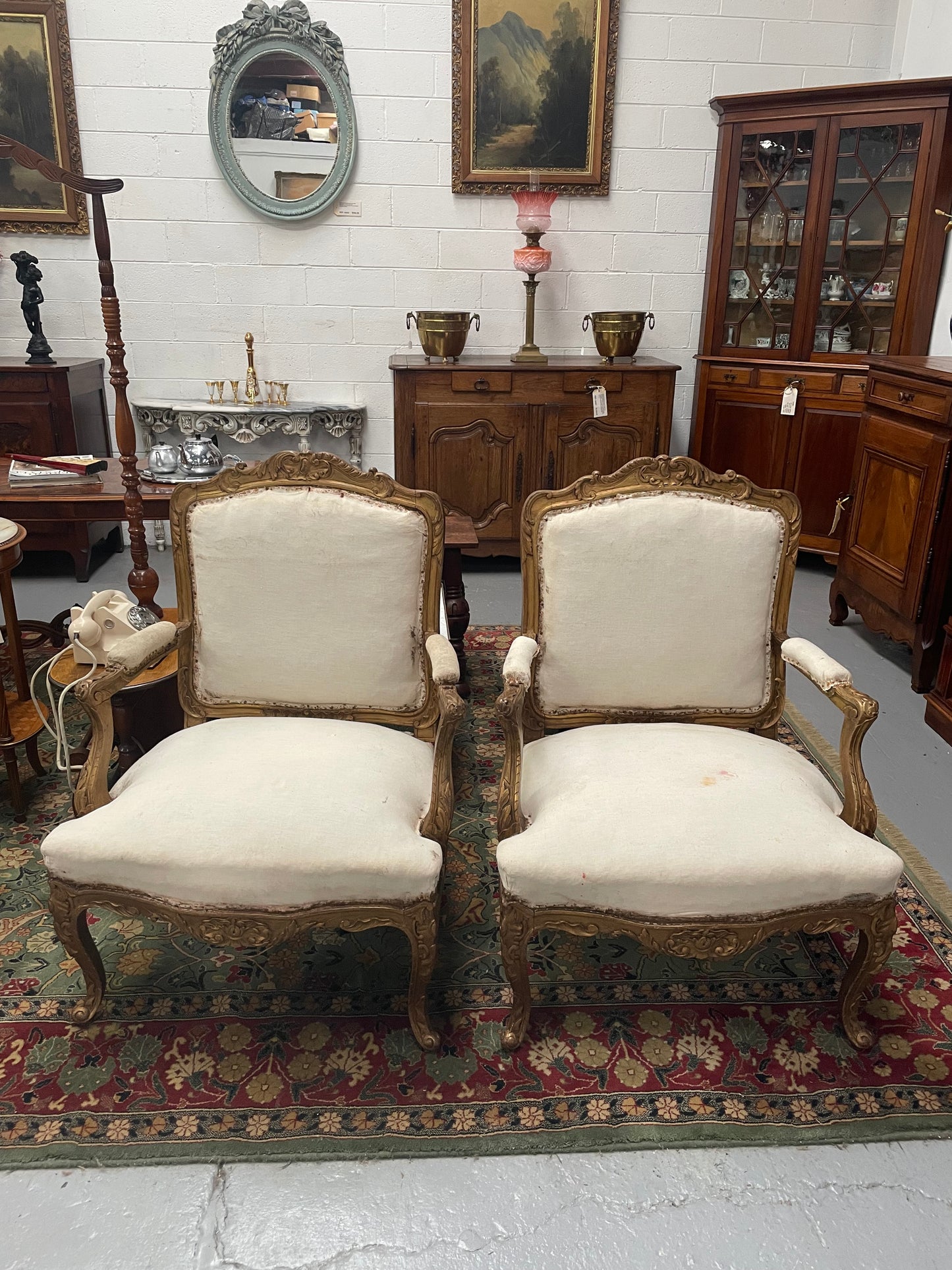 French Pair of Early 19th Century Louis XV Style Armchairs