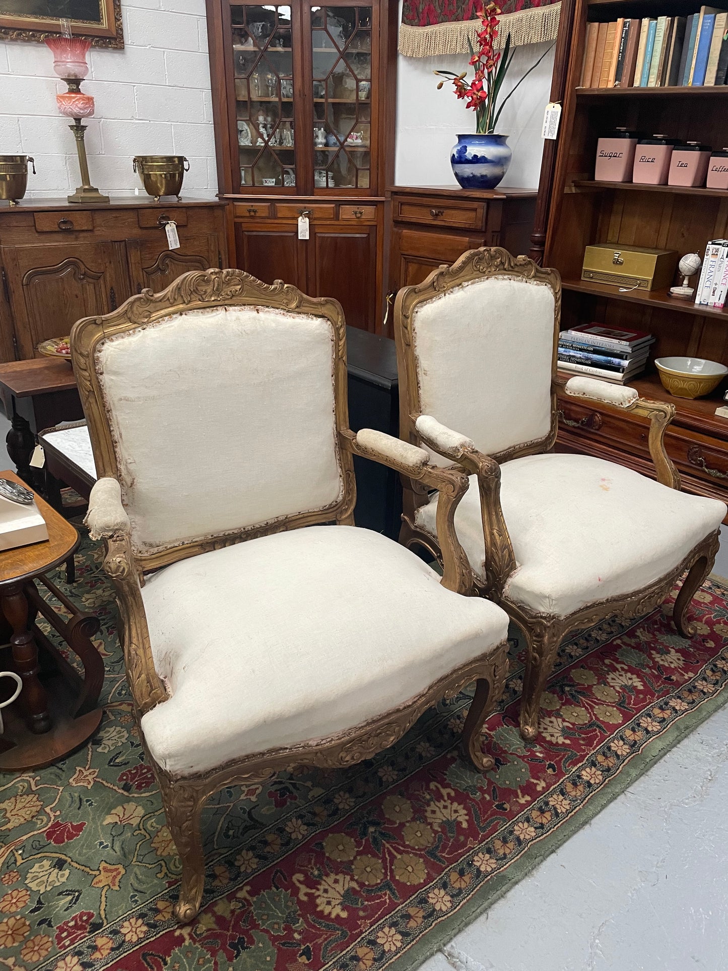 French Pair of Early 19th Century Louis XV Style Armchairs