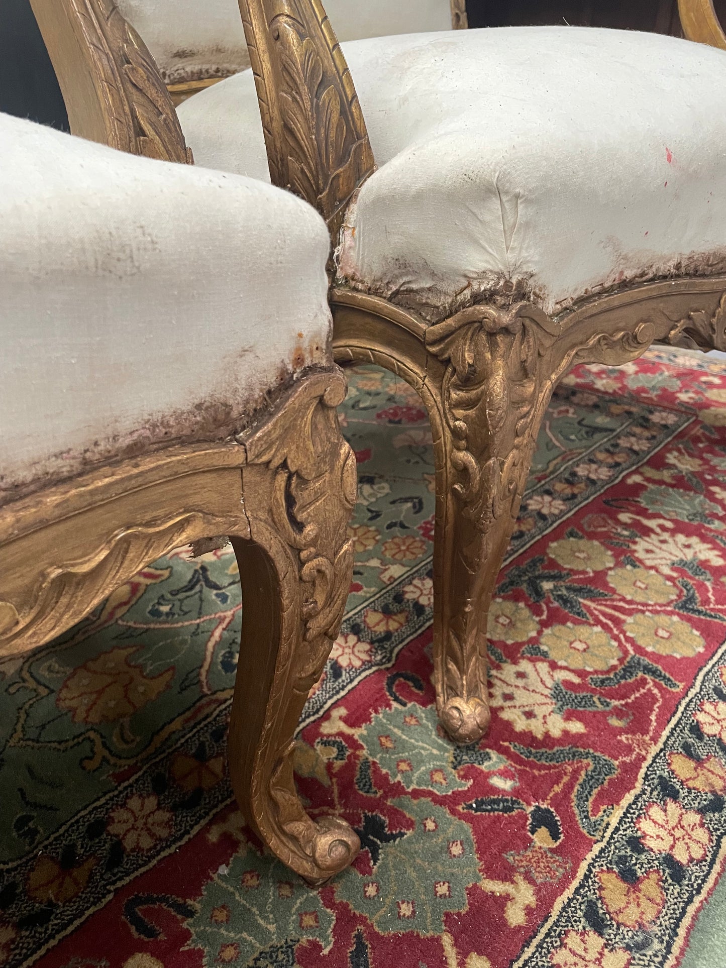 French Pair of Early 19th Century Louis XV Style Armchairs