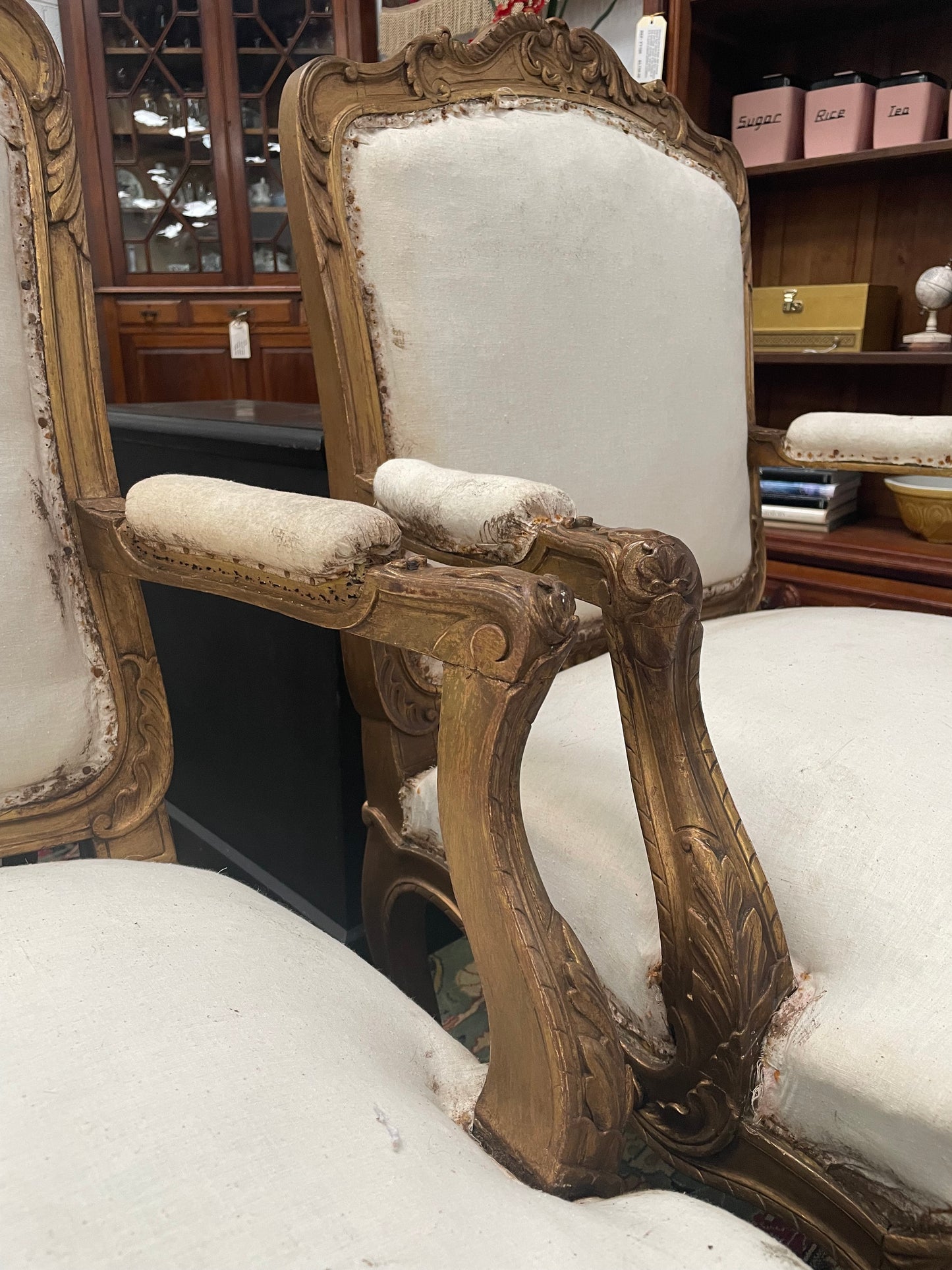 French Pair of Early 19th Century Louis XV Style Armchairs