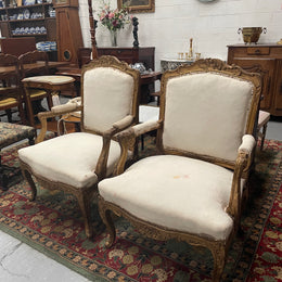 French Pair of Early 19th Century Louis XV Style Armchairs