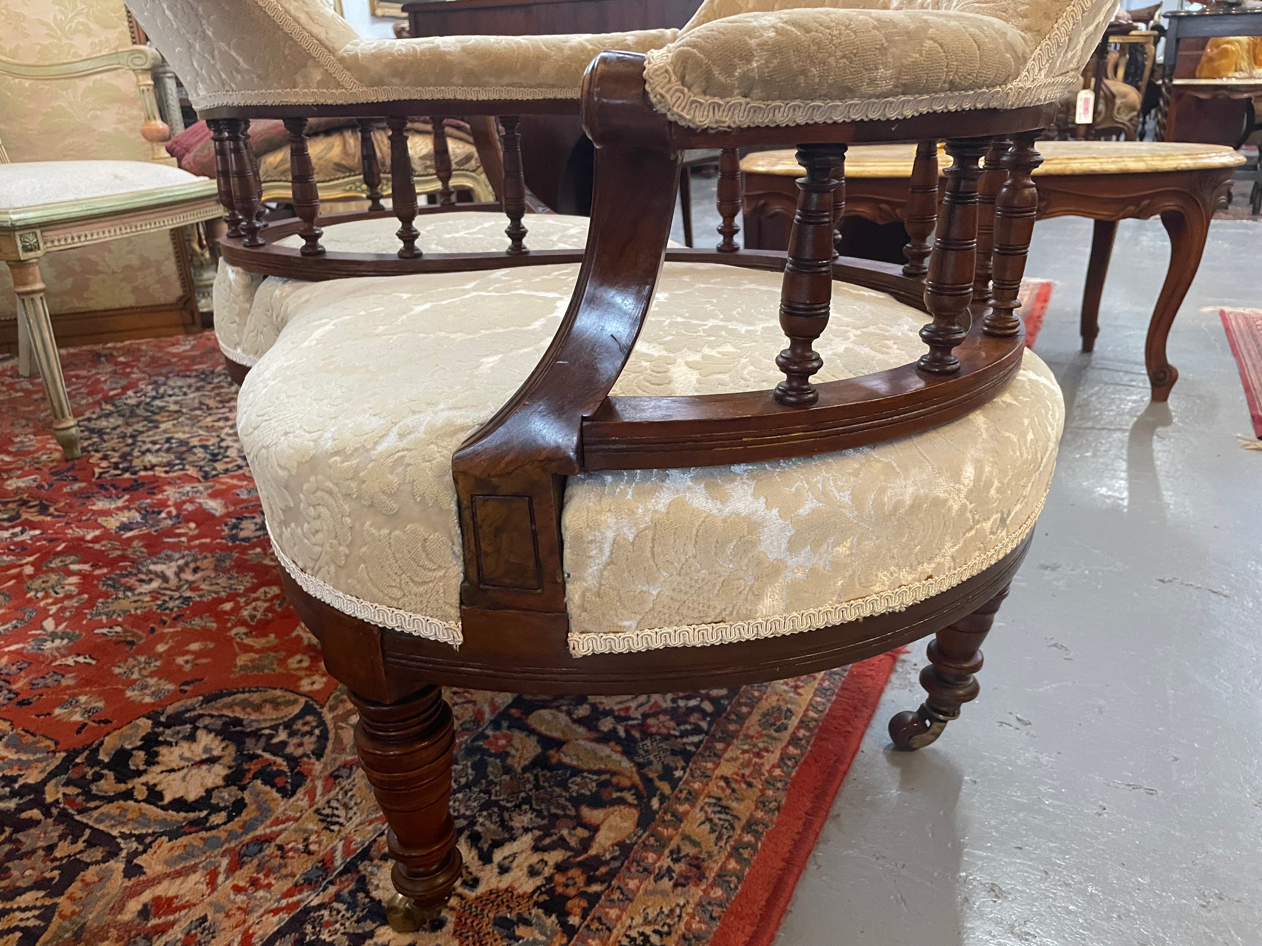 Rare Late Victorian Walnut Double Sided Conversation Couch | Antique & Vintage | Moonee Ponds Antiques | Australia Wide Delivery