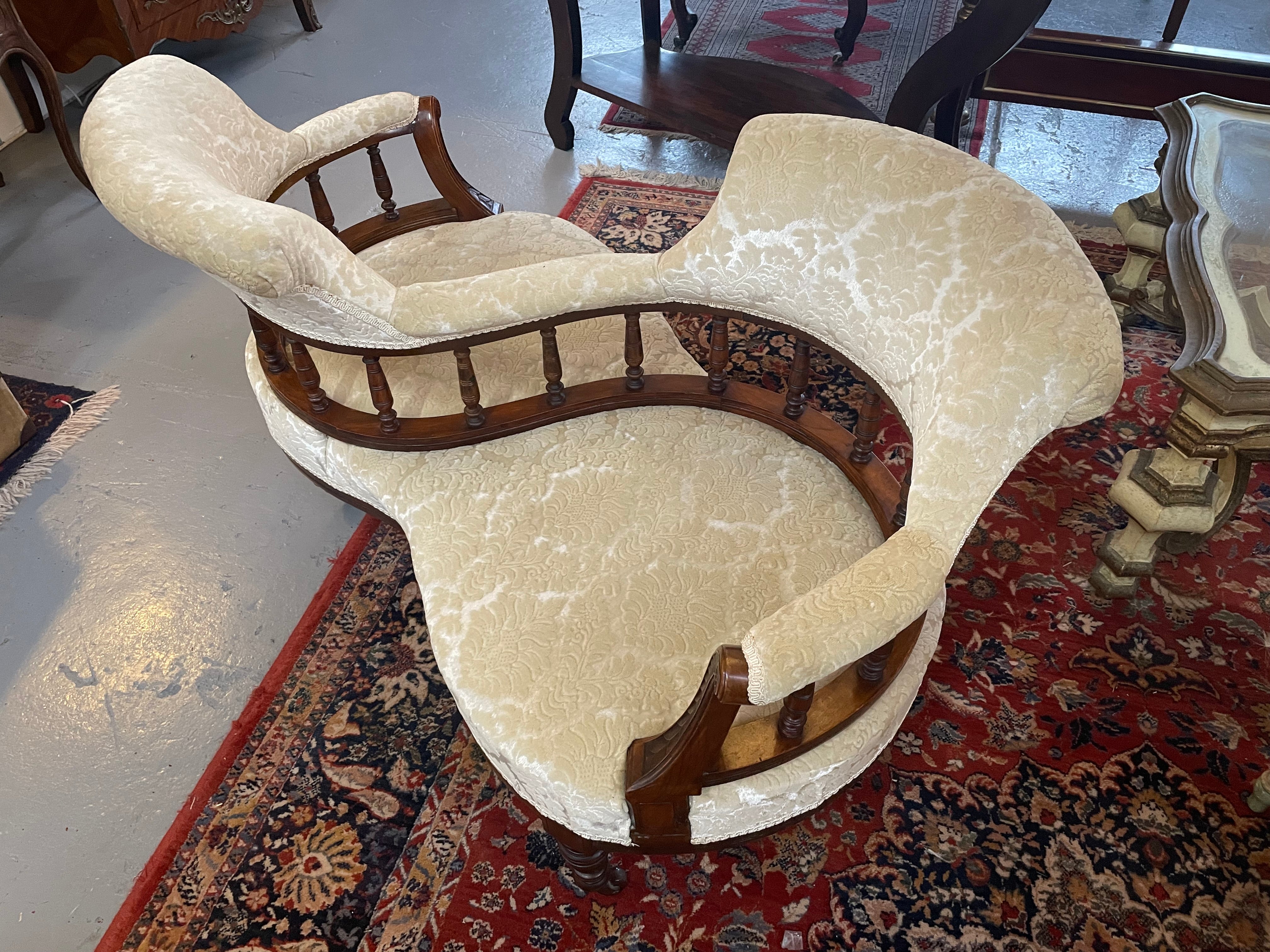 Rare Late Victorian Walnut Double Sided Conversation Couch | Antique & Vintage | Moonee Ponds Antiques | Australia Wide Delivery