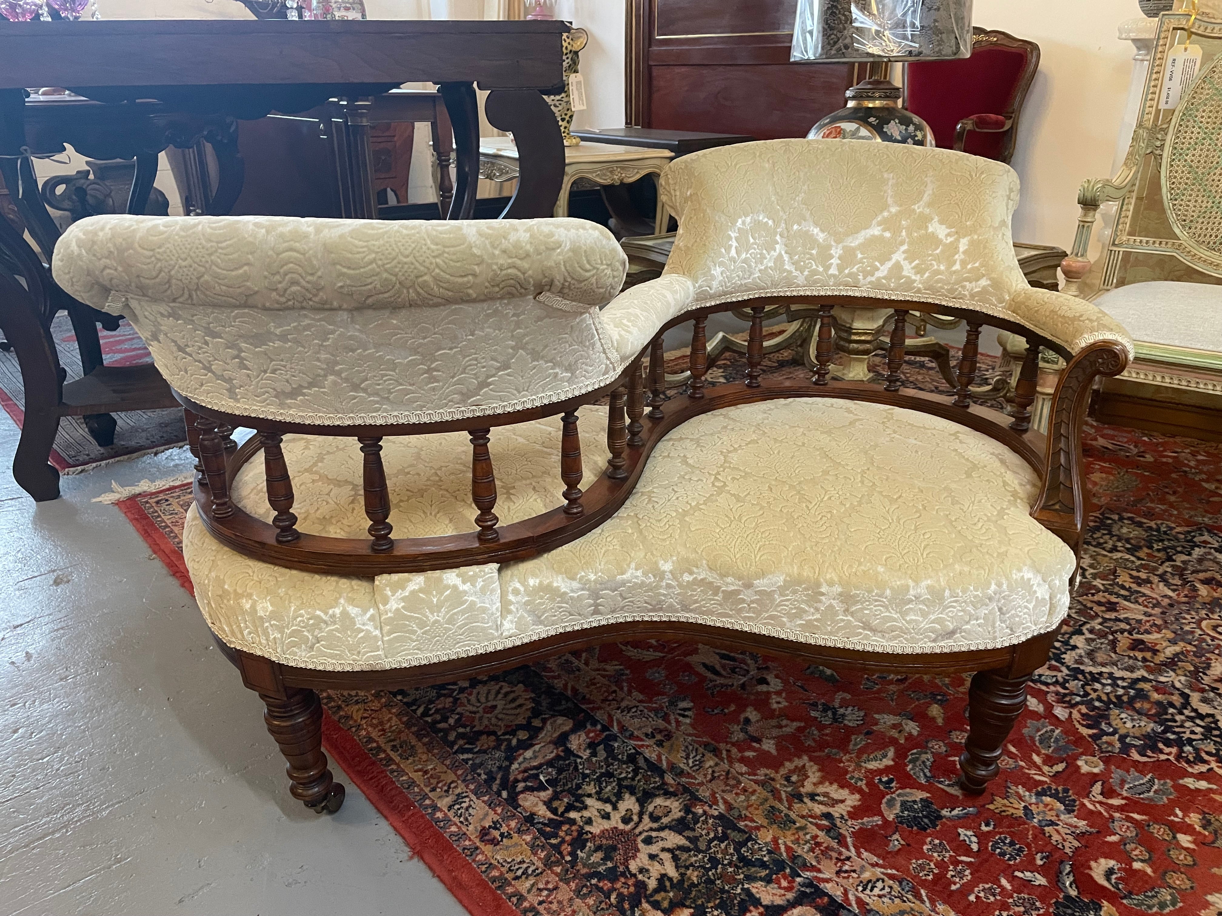 Rare Late Victorian Walnut Double Sided Conversation Couch | Antique & Vintage | Moonee Ponds Antiques | Australia Wide Delivery