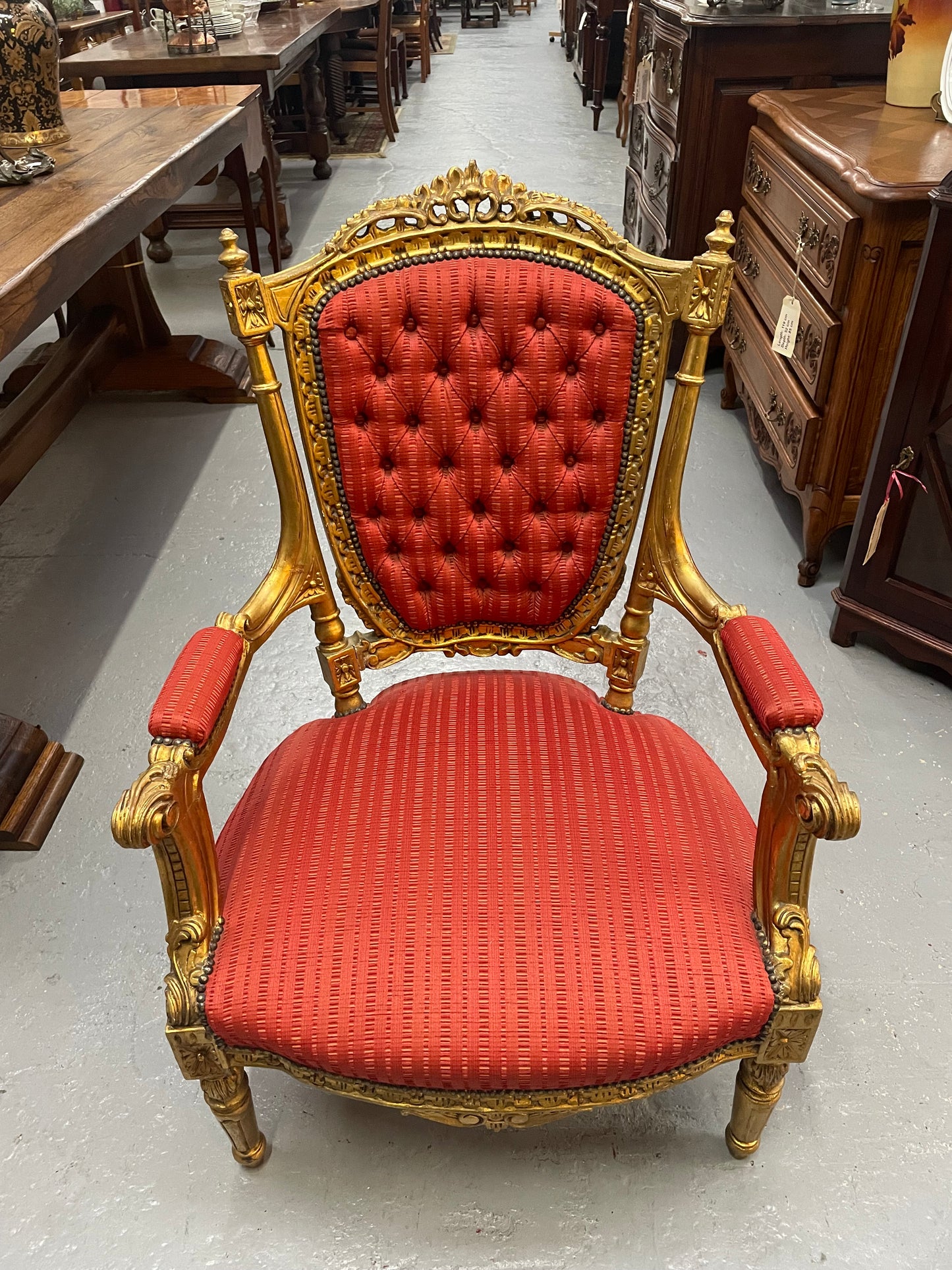 Pair of Antique Gilt Louis XVI Style Salon Chairs