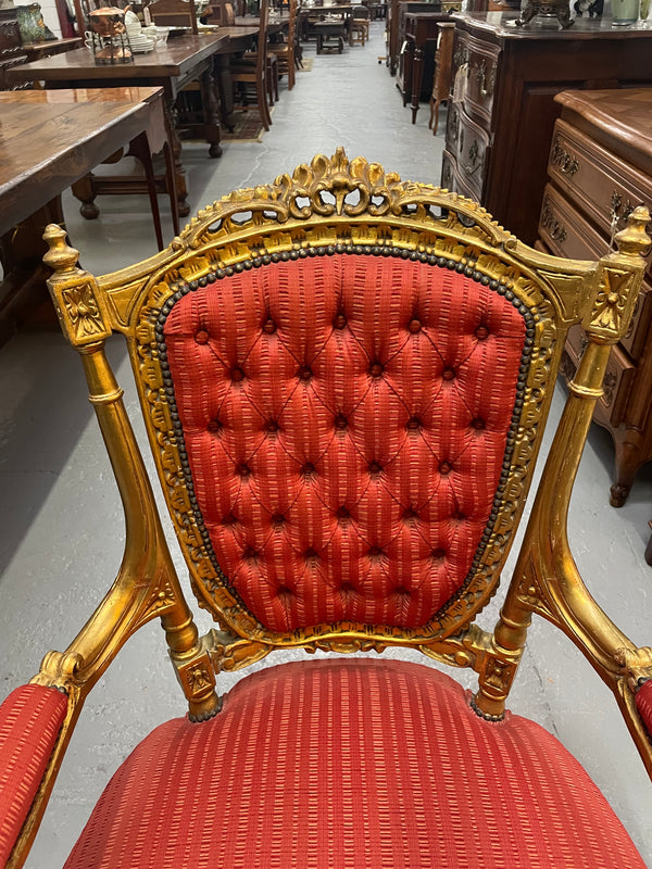 Pair of Antique Gilt Louis XVI Style Salon Chairs