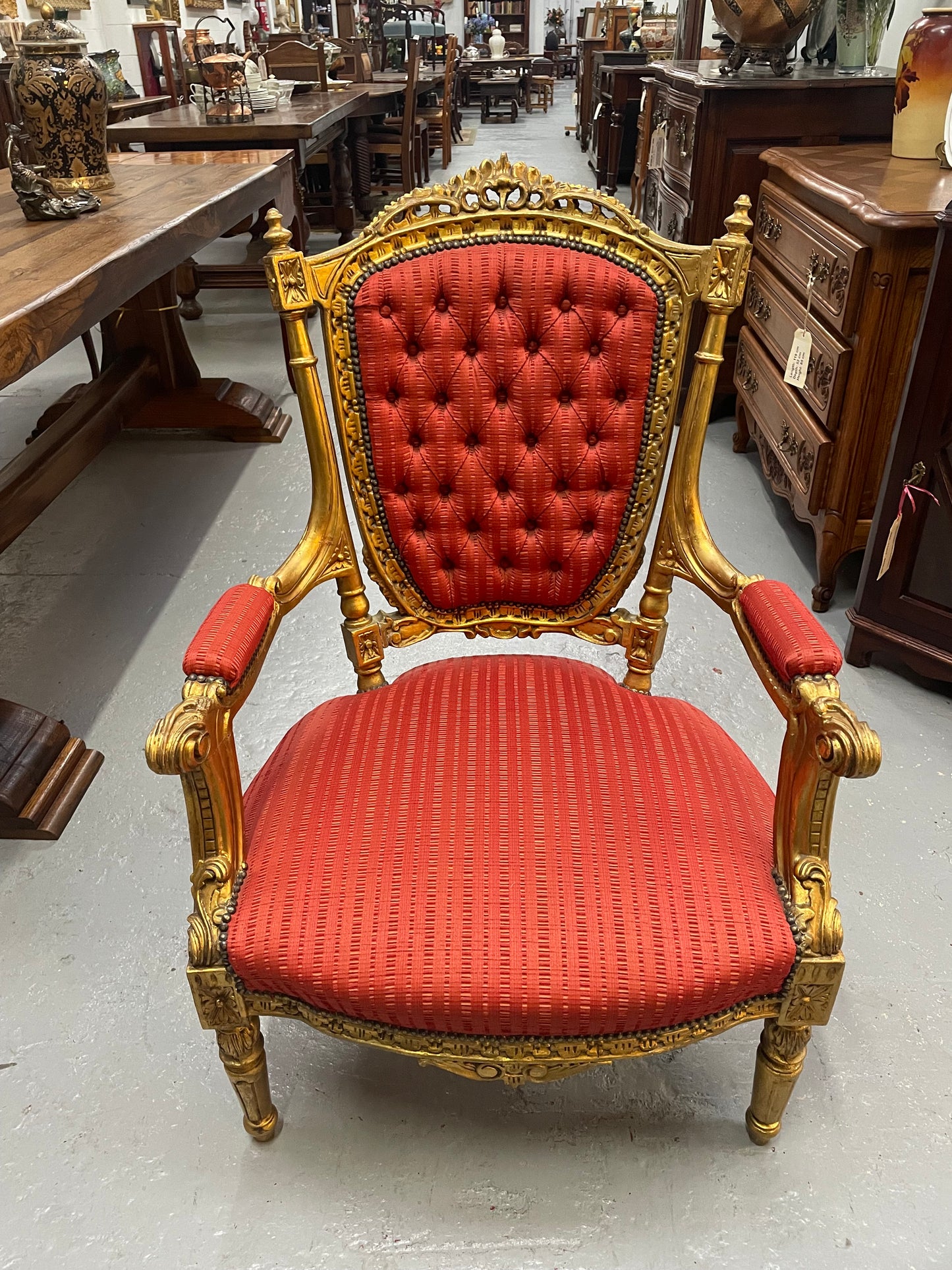 Pair of Antique Gilt Louis XVI Style Salon Chairs