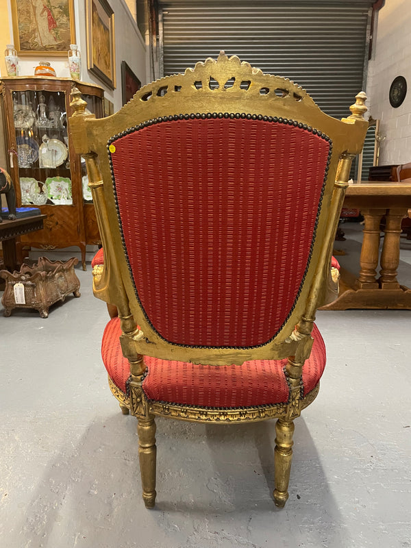 Pair of Antique Gilt Louis XVI Style Salon Chairs