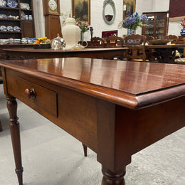 This beautiful Victorian Cedar table would be ideal as a console/side table or as a small desk. It features beautiful turned legs and a drawer for storage. Sourced locally it is in good original detailed condition.