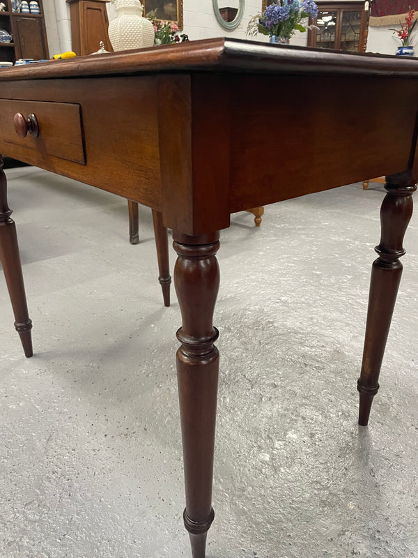 This beautiful Victorian Cedar table would be ideal as a console/side table or as a small desk. It features beautiful turned legs and a drawer for storage. Sourced locally it is in good original detailed condition.