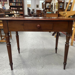 This beautiful Victorian Cedar table would be ideal as a console/side table or as a small desk. It features beautiful turned legs and a drawer for storage. Sourced locally it is in good original detailed condition.