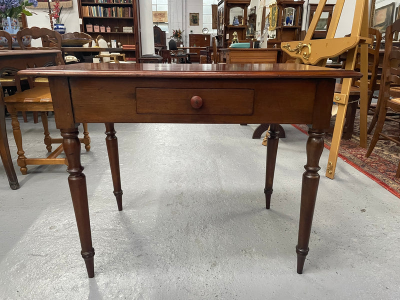 This beautiful Victorian Cedar table would be ideal as a console/side table or as a small desk. It features beautiful turned legs and a drawer for storage. Sourced locally it is in good original detailed condition.