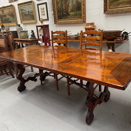 Large Spanish Style Pine & Oak Parquetry Top Dining Table