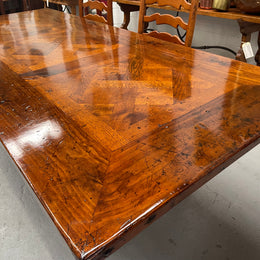 Large Spanish Style Pine & Oak Parquetry Top Dining Table