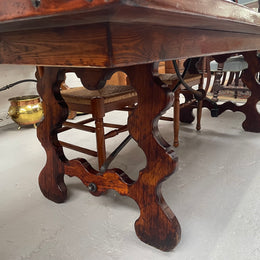 Large Spanish Style Pine & Oak Parquetry Top Dining Table