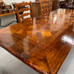 Large Spanish Style Pine & Oak Parquetry Top Dining Table