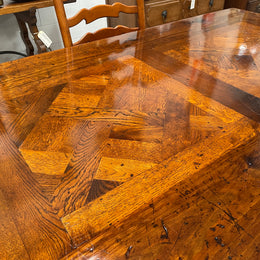Large Spanish Style Pine & Oak Parquetry Top Dining Table