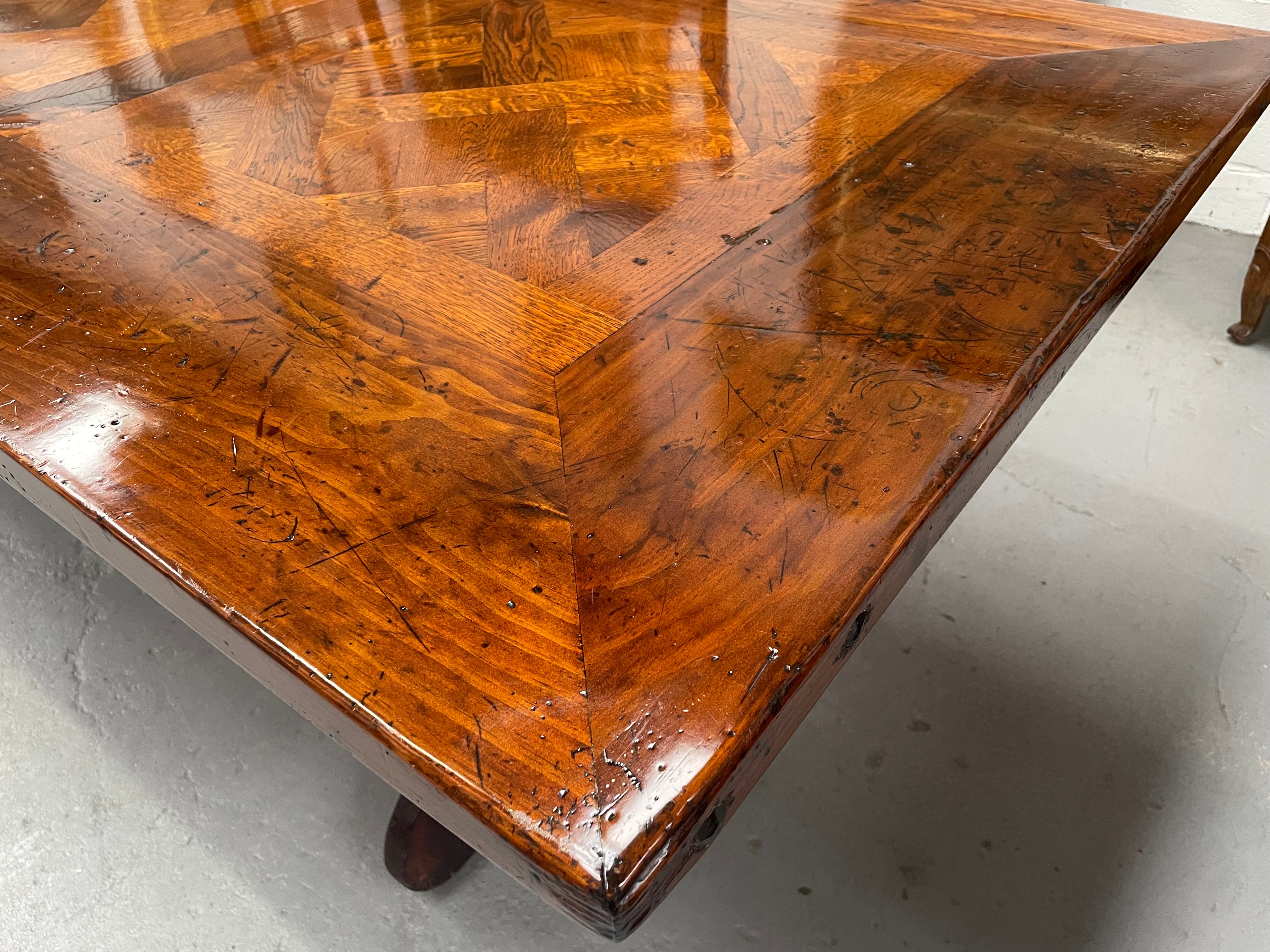 Large Spanish Style Pine & Oak Parquetry Top Dining Table | Antique & Vintage | Moonee Ponds Antiques | Australia Wide Delivery