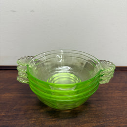 Set of Four Green Glass Bowls