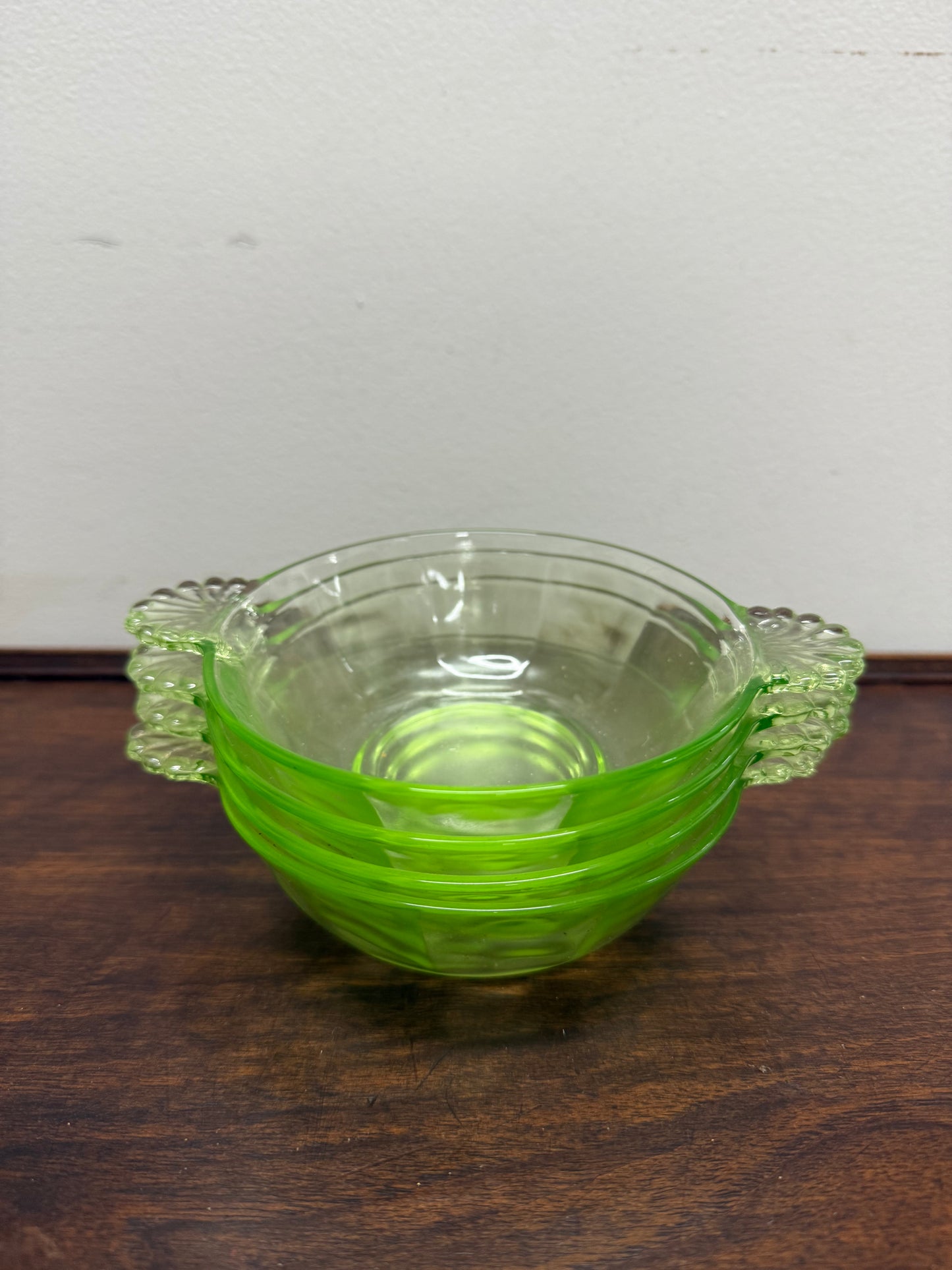 Set of Four Green Glass Bowls