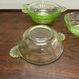 Set of Four Green Glass Bowls