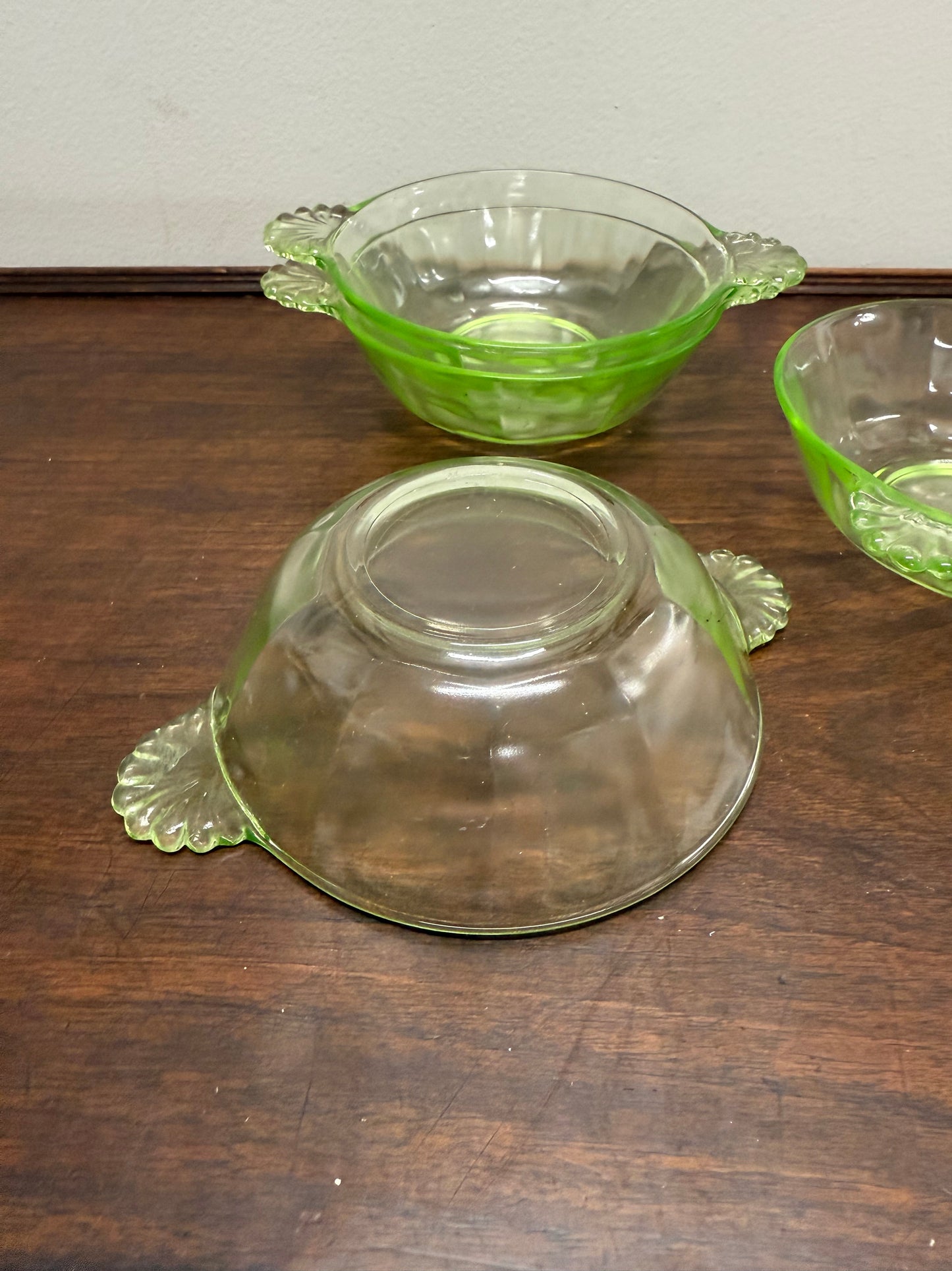 Set of Four Green Glass Bowls