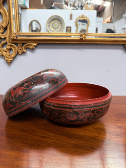 Antique Burmese/Myanmar Lacquer-Ware Round Box | Antique & Vintage | Moonee Ponds Antiques | Australia Wide Delivery