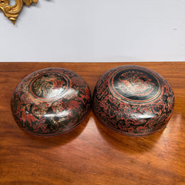 Antique Burmese/Myanmar Lacquer-Ware Round Box