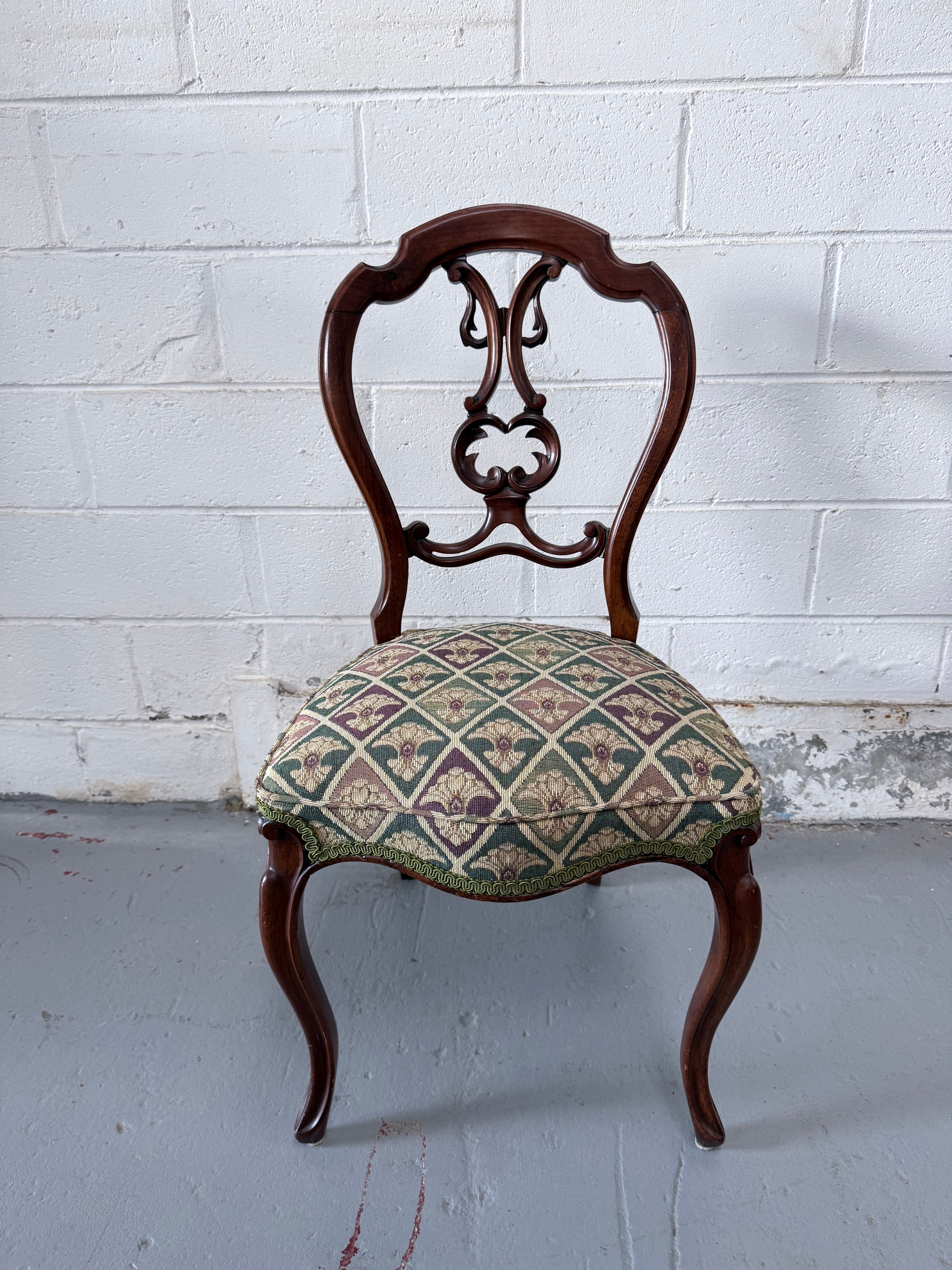 Victorian Tapestry Style Upholstered Single Chair | Antique & Vintage | Moonee Ponds Antiques | Australia Wide