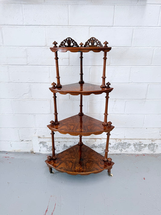 Victorian Tiered Figured Walnut Whatnot