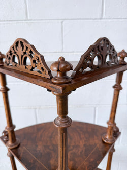 Victorian Tiered Figured Walnut Whatnot | Antique & Vintage | Moonee Ponds Antiques | Australia Wide Delivery