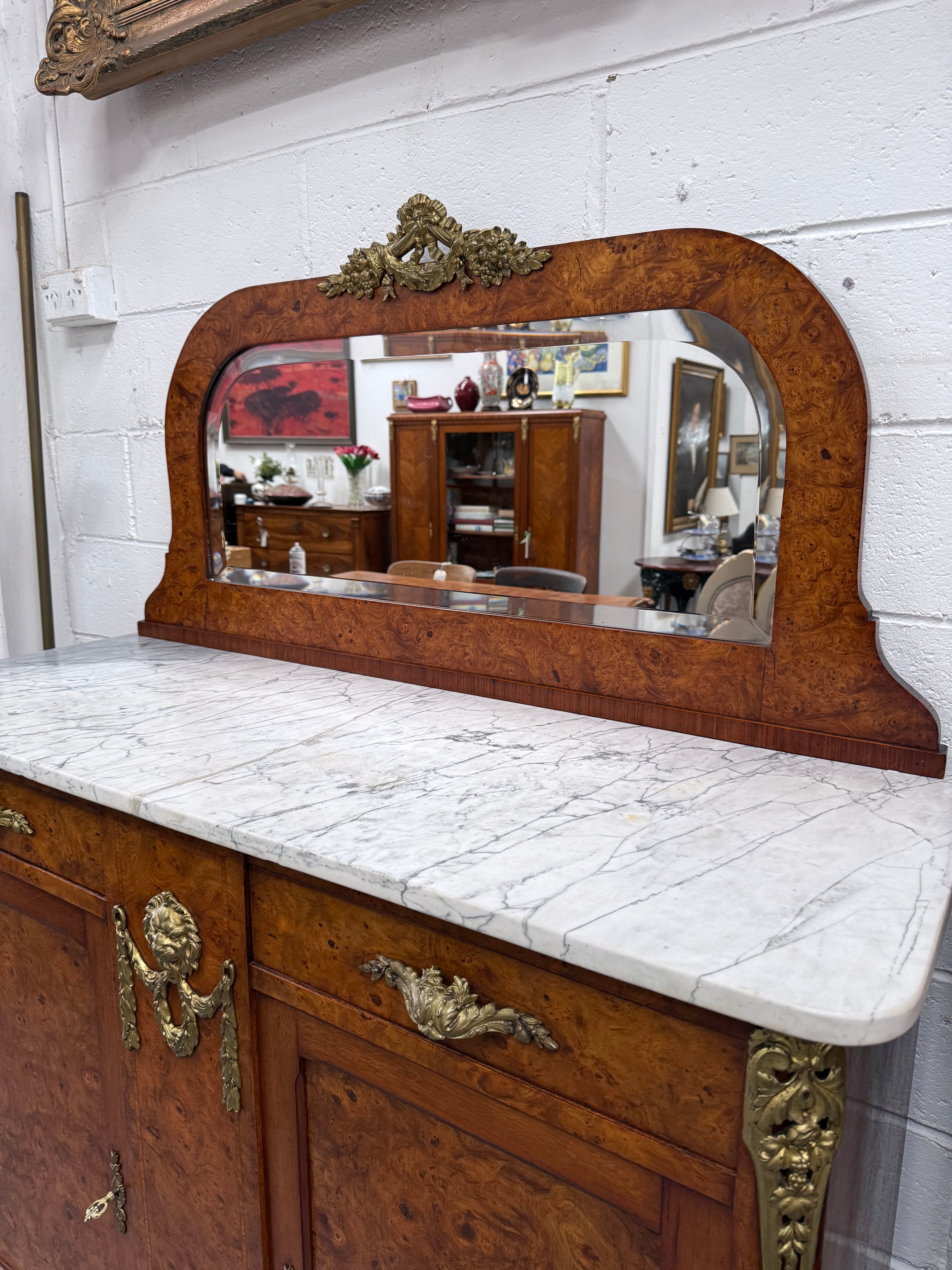 Figured Walnut Marble Top Buffet With Mirror | Antique & Vintage | Moonee Ponds Antiques | Australia Wide