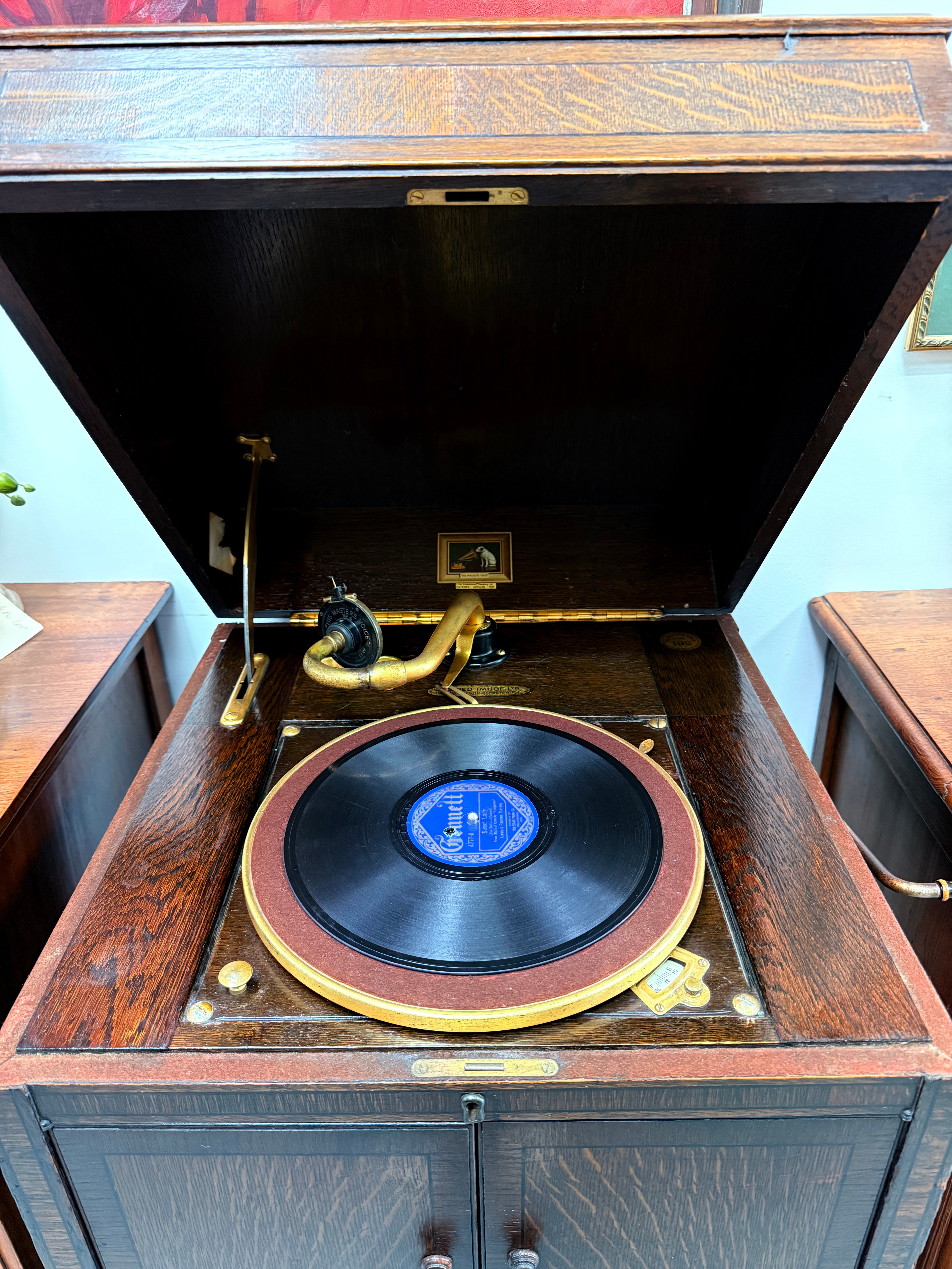 'His Masters Voice' Oak Cased Gramophone | Antique & Vintage | Moonee Ponds Antiques | Australia Wide