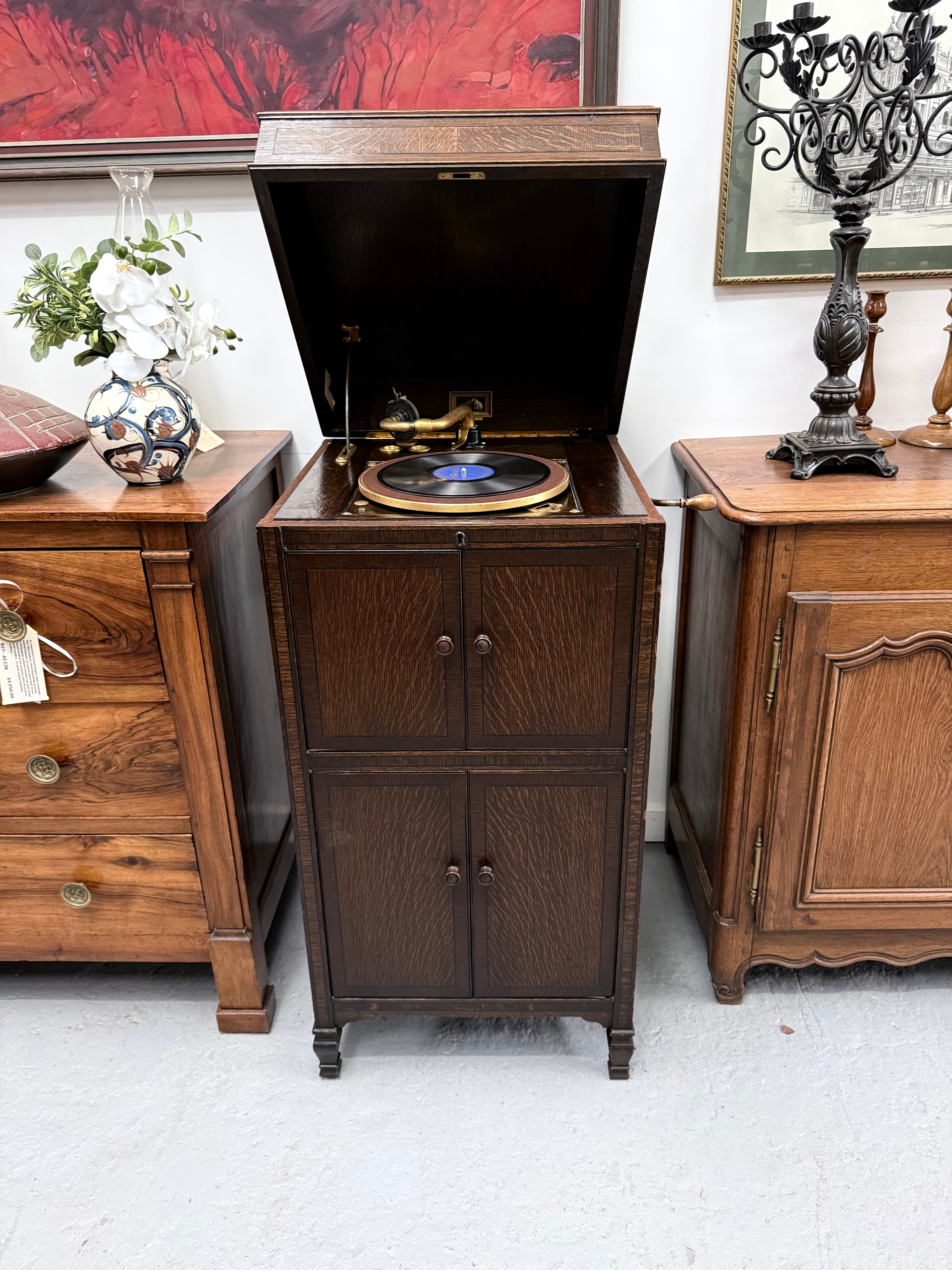 'His Masters Voice' Oak Cased Gramophone | Antique & Vintage | Moonee Ponds Antiques | Australia Wide