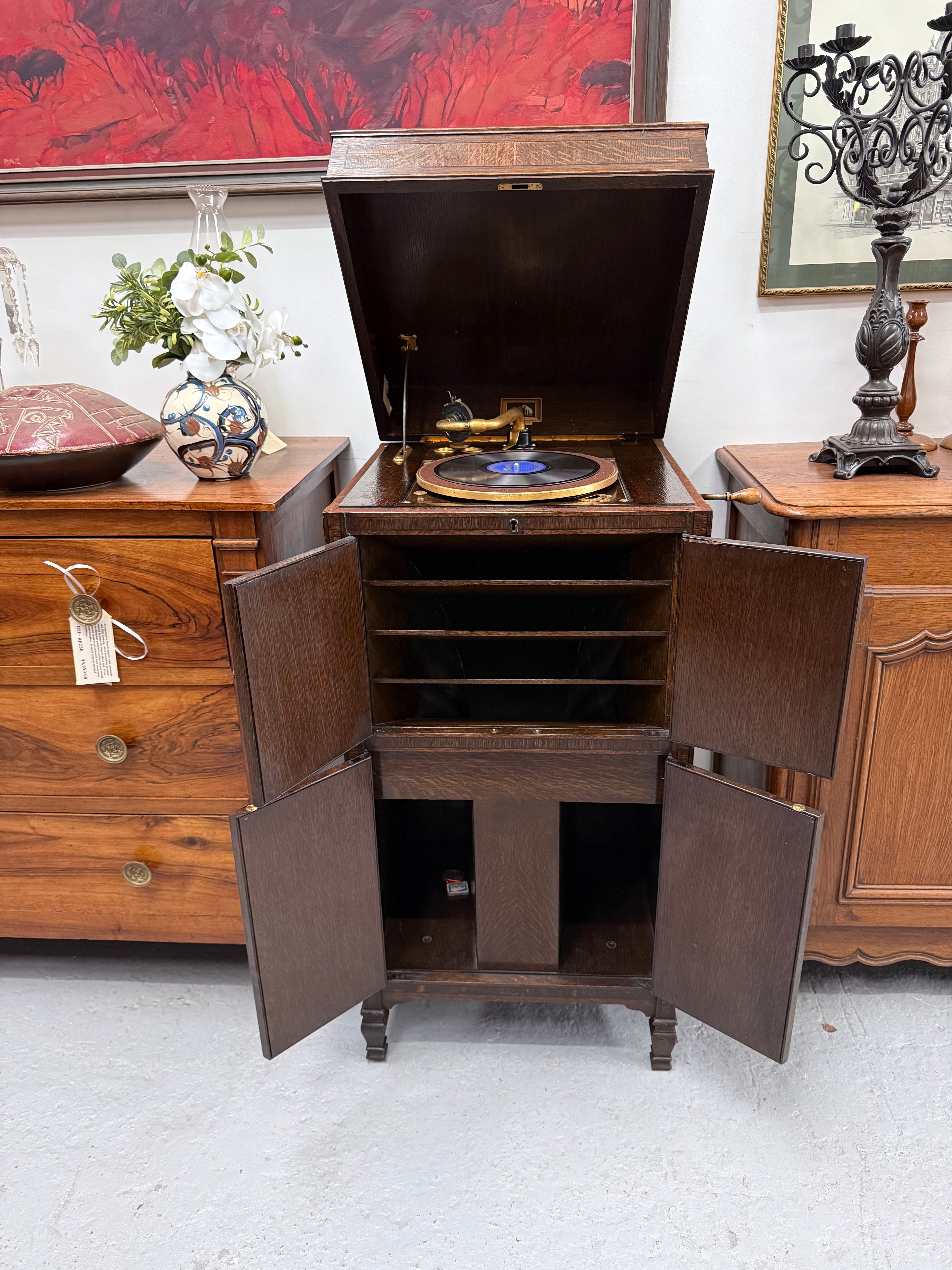 'His Masters Voice' Oak Cased Gramophone | Antique & Vintage | Moonee Ponds Antiques | Australia Wide